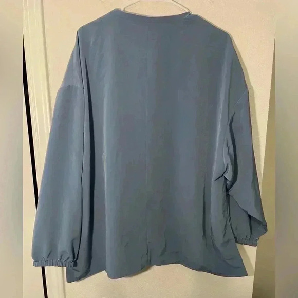 H by Halston Dusk Blue Oversized Full Zip Front Bomber Jacket Womens Size Large - Picture 9 of 10
